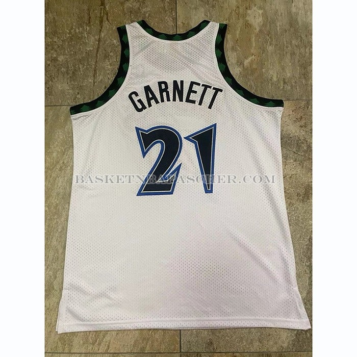 Maillot Minnesota Timberwolves Kevin Garnett NO 21 Mitchell & Ness 1997-98 Blanc